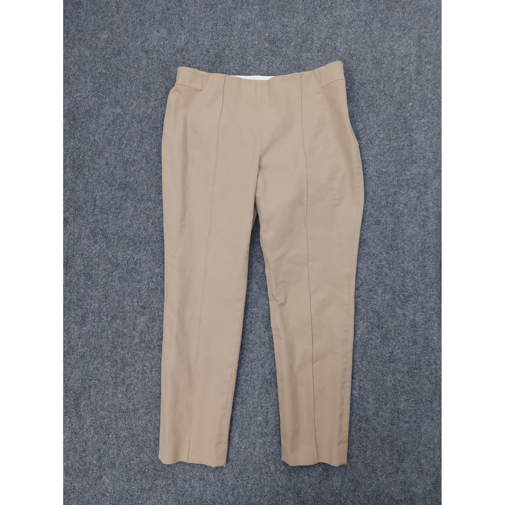 Lafayette 148 Pants Womens 12 Beige Tan Pull On Side Zip Pin Tuck Seam Career